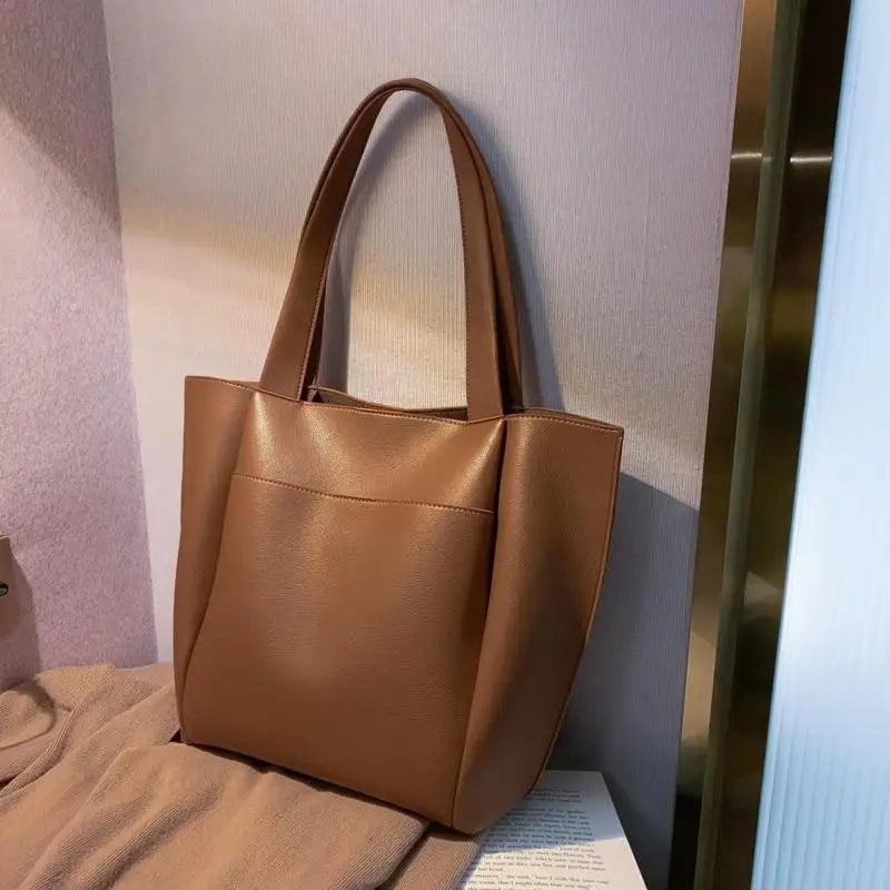 Large Capacity PU Leather Shoulder Bag for Teens and Young Ladies