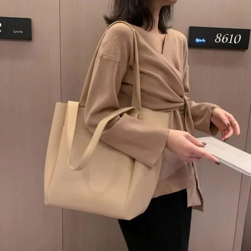 Large Capacity PU Leather Shoulder Bag for Teens and Young Ladies