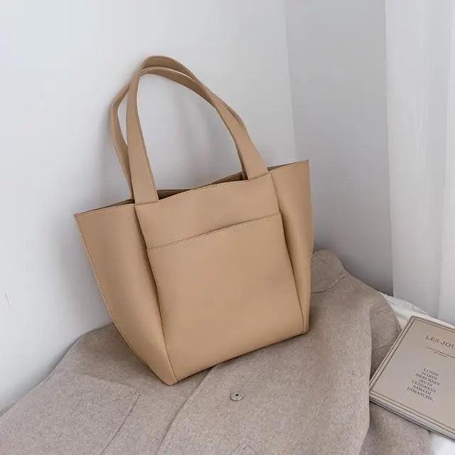 Large Capacity PU Leather Shoulder Bag for Teens and Young Ladies