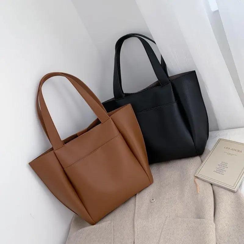 Large Capacity PU Leather Shoulder Bag for Teens and Young Ladies