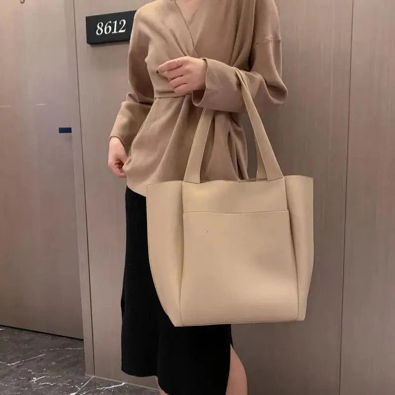 Large Capacity PU Leather Shoulder Bag for Teens and Young Ladies
