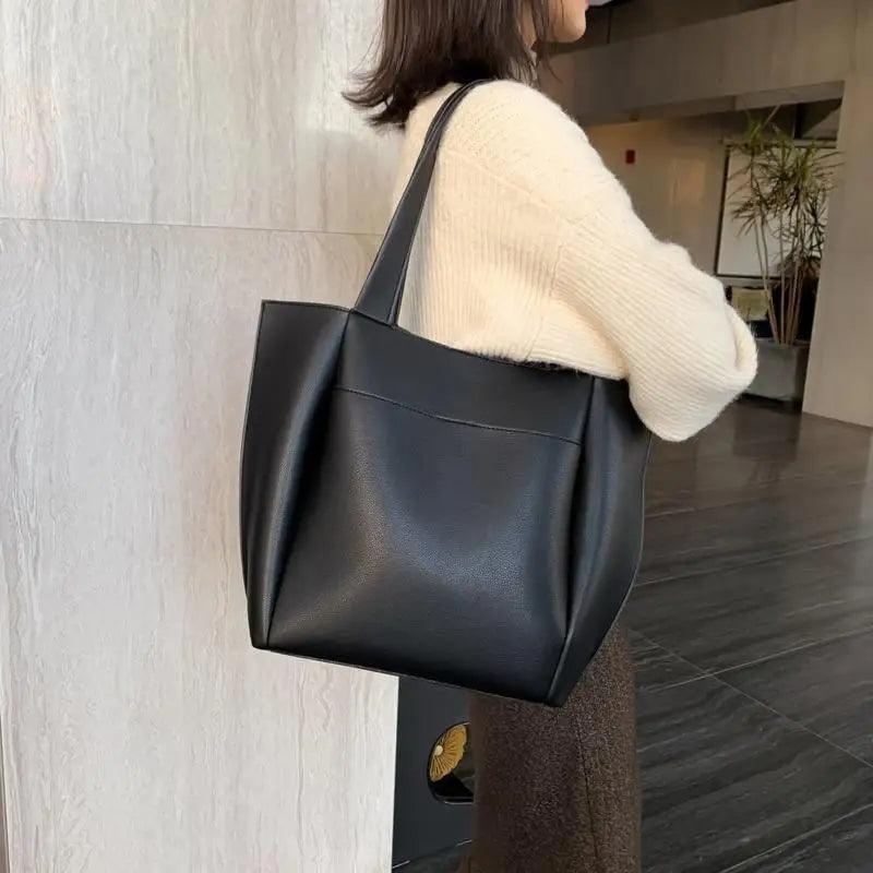 Large Capacity PU Leather Shoulder Bag for Teens and Young Ladies