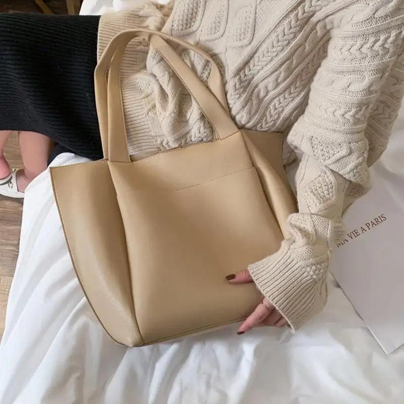 Large Capacity PU Leather Shoulder Bag for Teens and Young Ladies