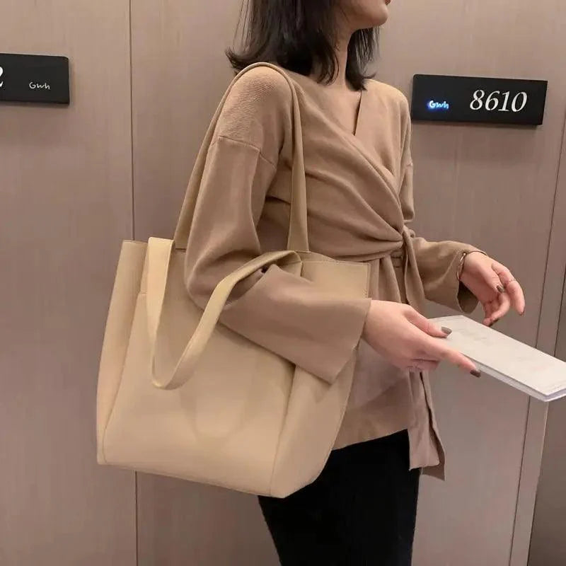 Large Capacity PU Leather Shoulder Bag for Teens and Young Ladies