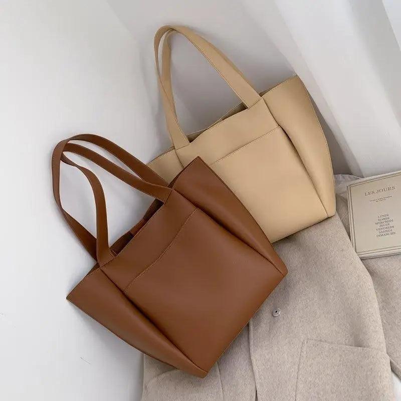 Large Capacity PU Leather Shoulder Bag for Teens and Young Ladies
