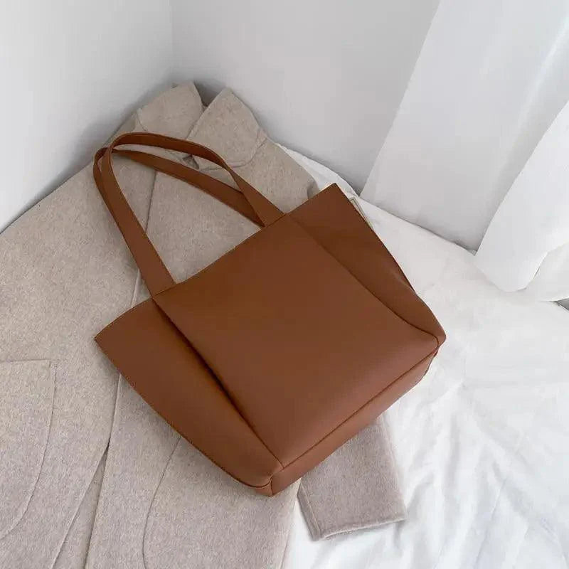 Large Capacity PU Leather Shoulder Bag for Teens and Young Ladies