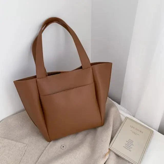 Large Capacity PU Leather Shoulder Bag for Teens and Young Ladies