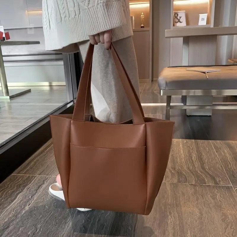 Large Capacity PU Leather Shoulder Bag for Teens and Young Ladies