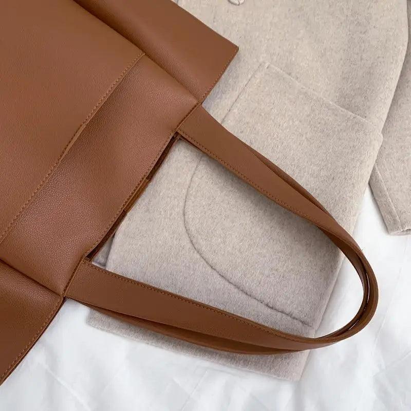 Large Capacity PU Leather Shoulder Bag for Teens and Young Ladies