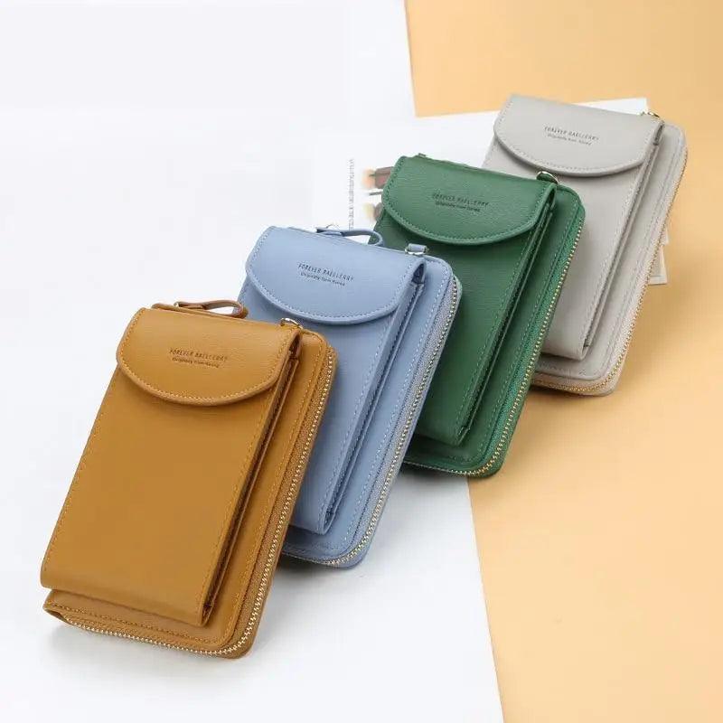 Minimalist Leather Long Wallet Crossbody Bag with Shoulder Strap