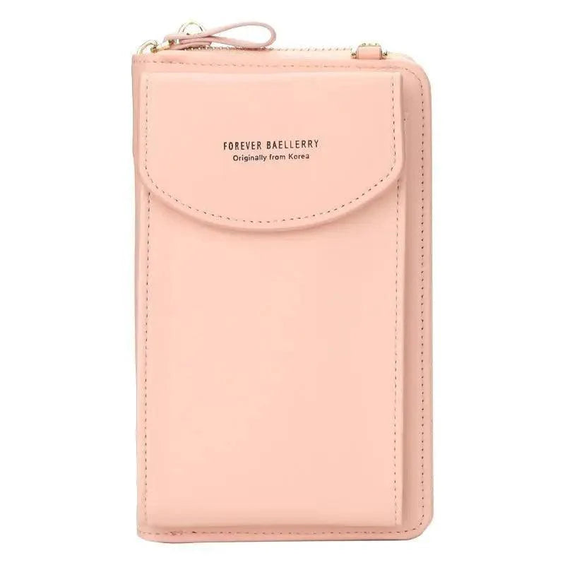 Minimalist Leather Long Wallet Crossbody Bag with Shoulder Strap