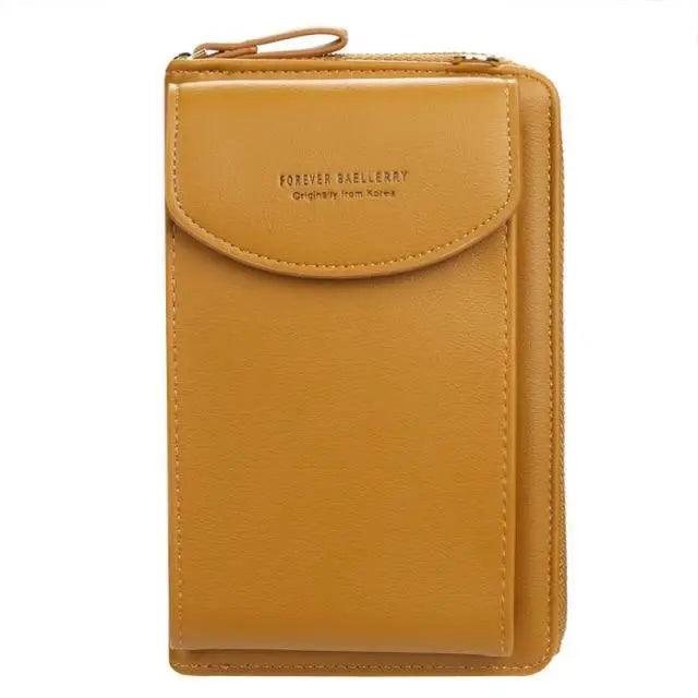 Minimalist Leather Long Wallet Crossbody Bag with Shoulder Strap