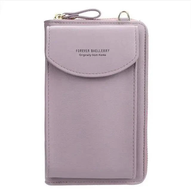Minimalist Leather Long Wallet Crossbody Bag with Shoulder Strap
