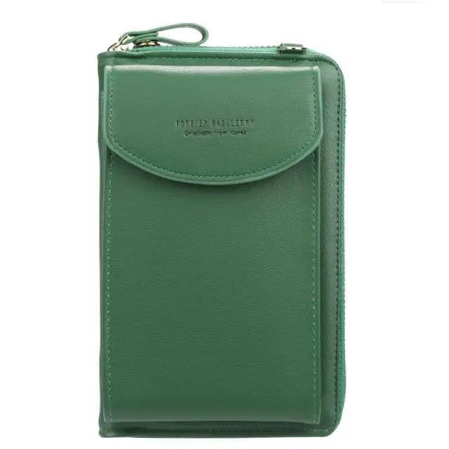 Minimalist Leather Long Wallet Crossbody Bag with Shoulder Strap