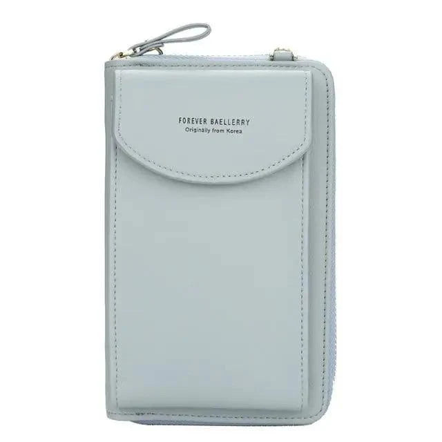Minimalist Leather Long Wallet Crossbody Bag with Shoulder Strap