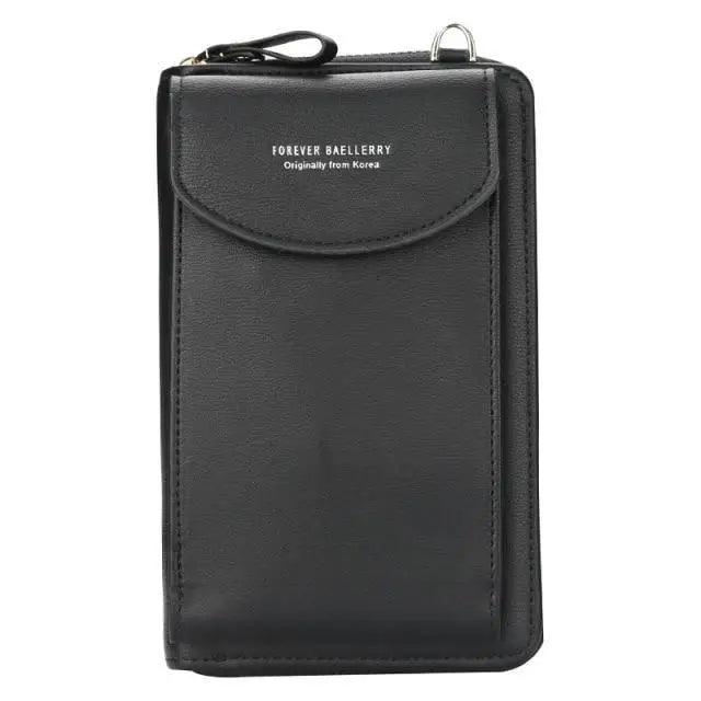 Minimalist Leather Long Wallet Crossbody Bag with Shoulder Strap