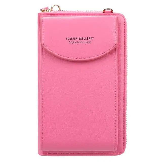 Minimalist Leather Long Wallet Crossbody Bag with Shoulder Strap
