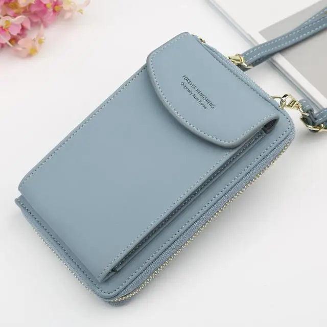 Minimalist Leather Long Wallet Crossbody Bag with Shoulder Strap