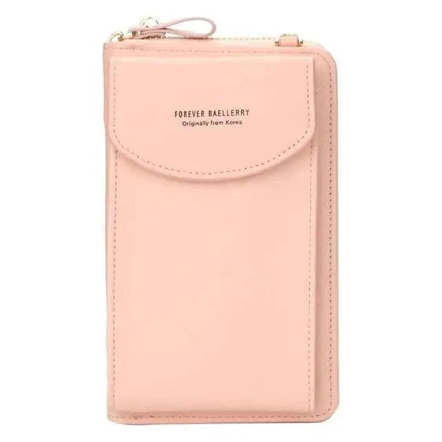 Minimalist Leather Long Wallet Crossbody Bag with Shoulder Strap