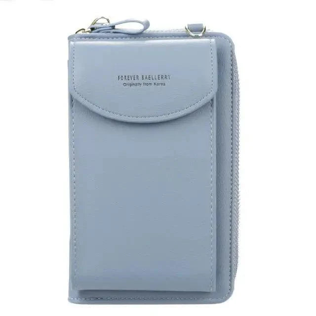 Minimalist Leather Long Wallet Crossbody Bag with Shoulder Strap