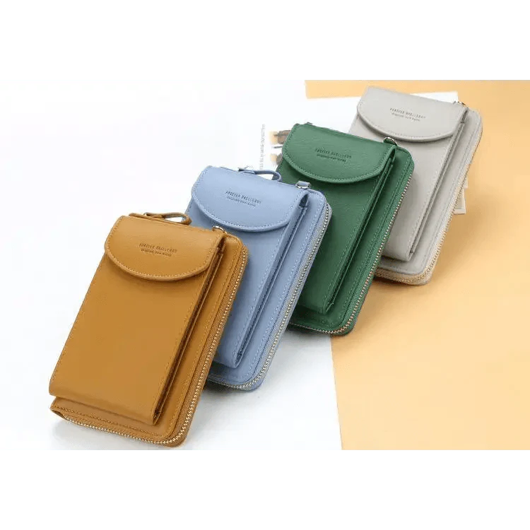 Minimalist Leather Long Wallet Crossbody Bag with Shoulder Strap