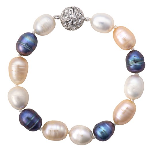 Baroque Freshwater Pearl Bracelet with Crystal Magnetic Clasp - Image 3