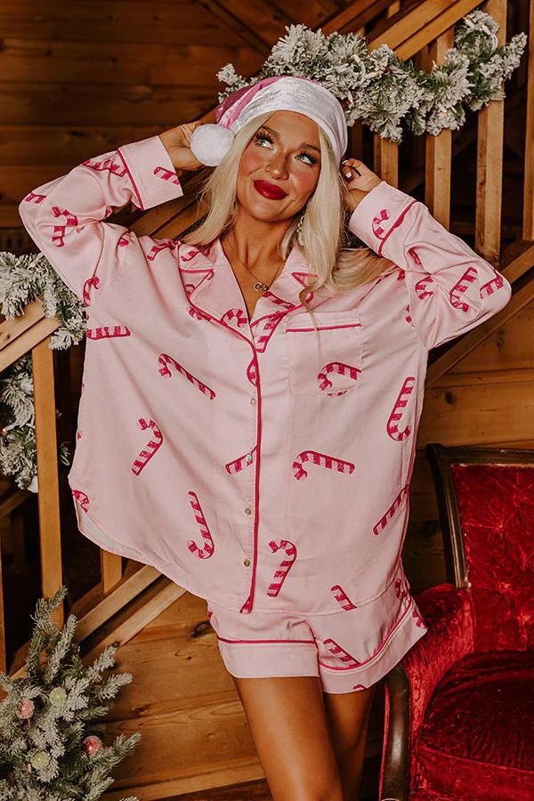 Women’s Satin Holiday Pajama Set Christmas Print Two-Piece Suit - Image 8