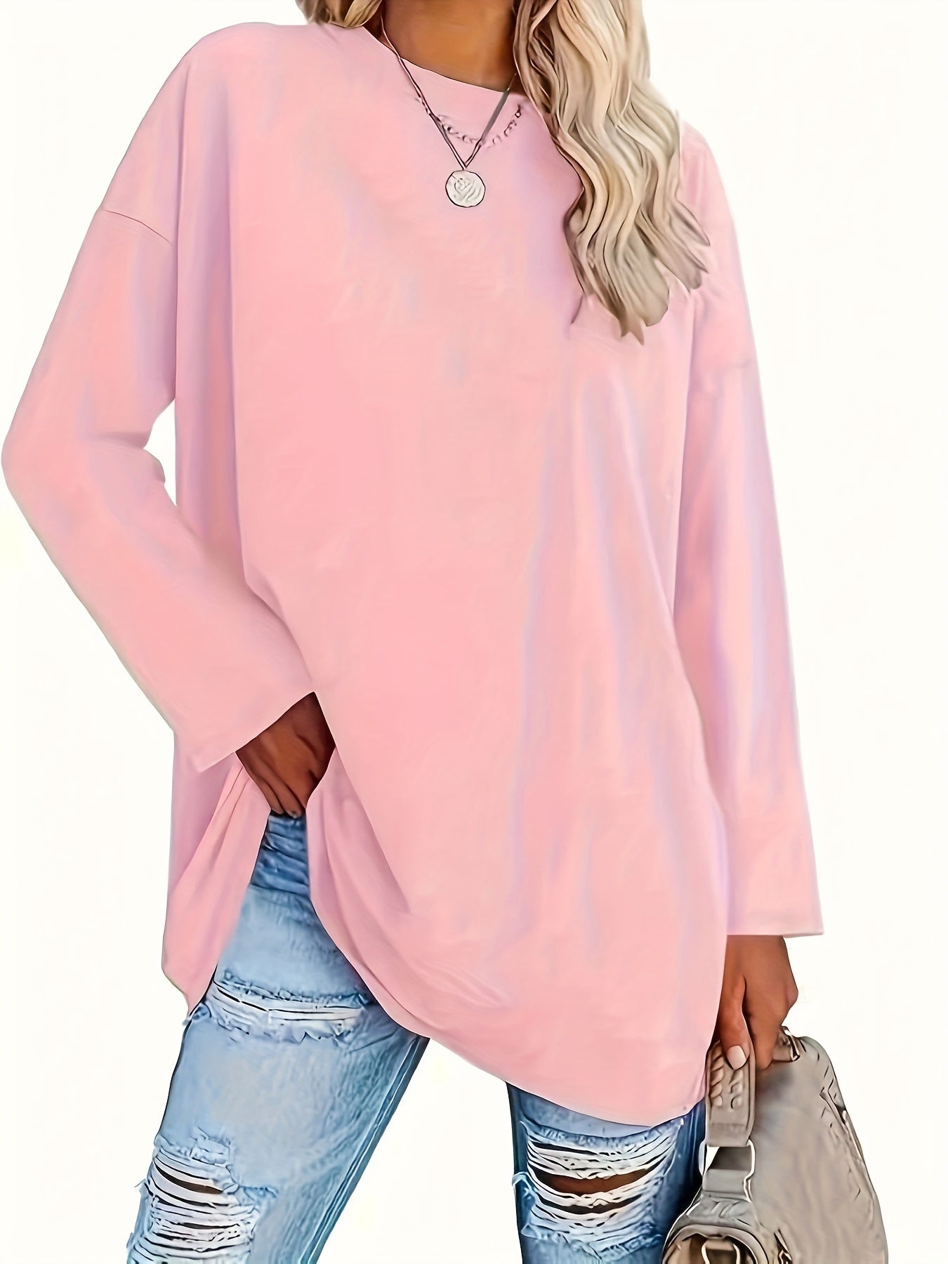 Women's Casual Loose Long Sleeve Top Crew Neck Shirt - Image 4