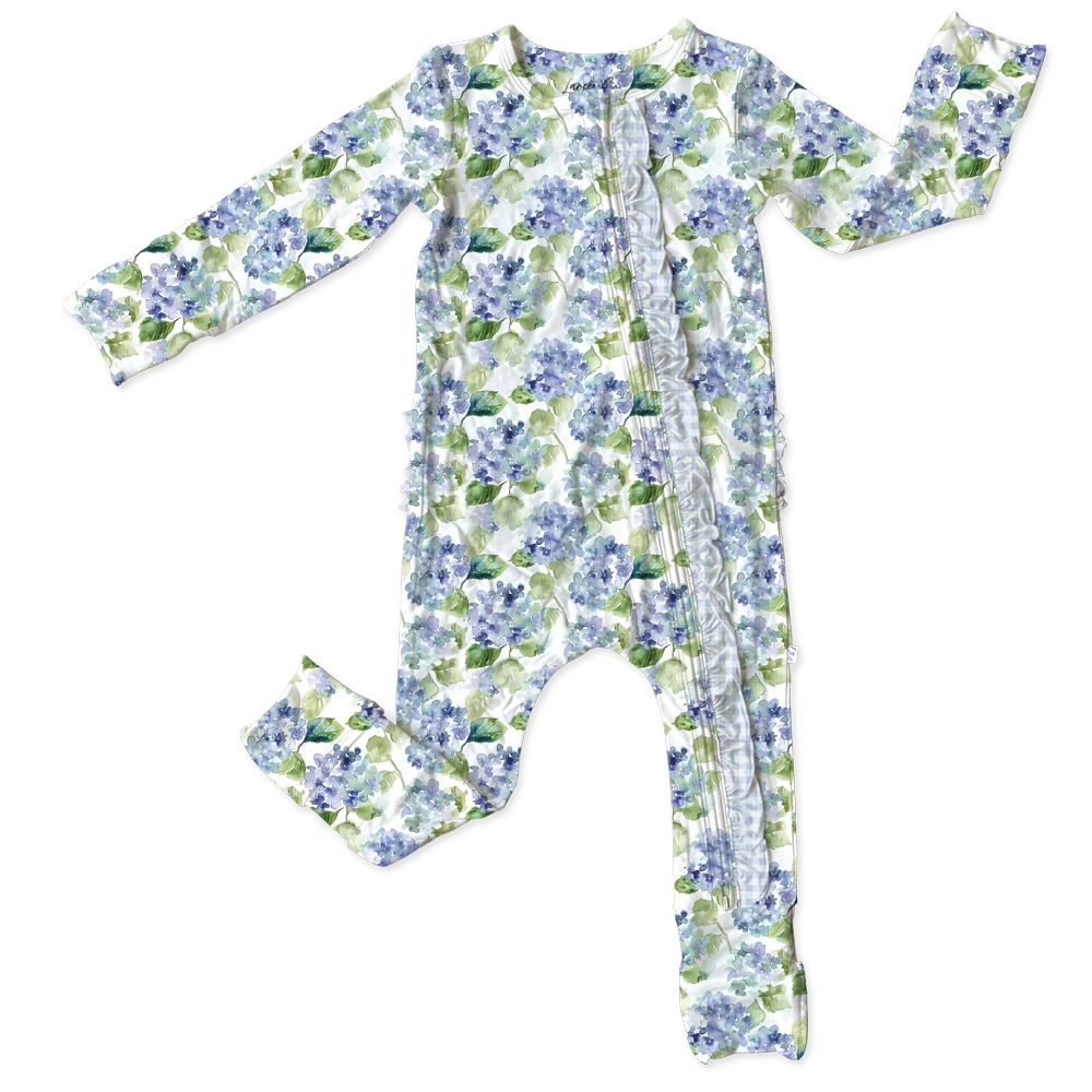 Charleston Hydrangea Bamboo Ruffle Convertible Footie