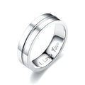 U-Shaped Stainless Steel Couple Ring with Diamond-Studded Accents