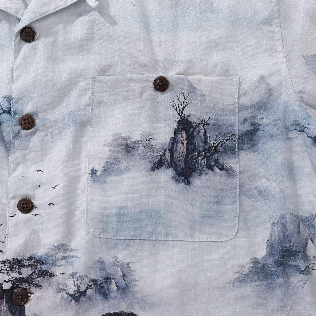 Men's Land of Nowhere Hawaiian Shirt 100% Cotton Camp Collar