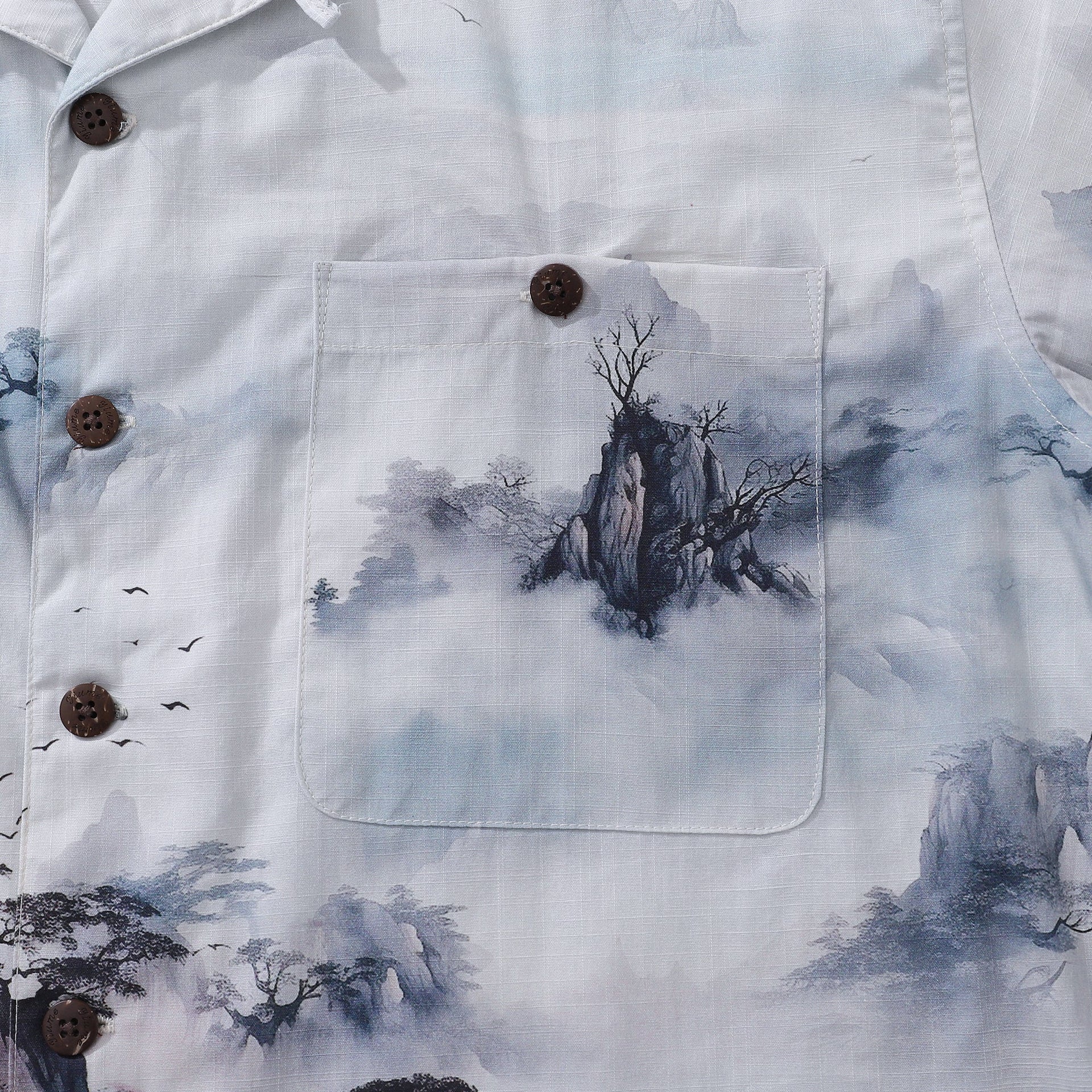 Men's Land of Nowhere Hawaiian Shirt 100% Cotton Camp Collar