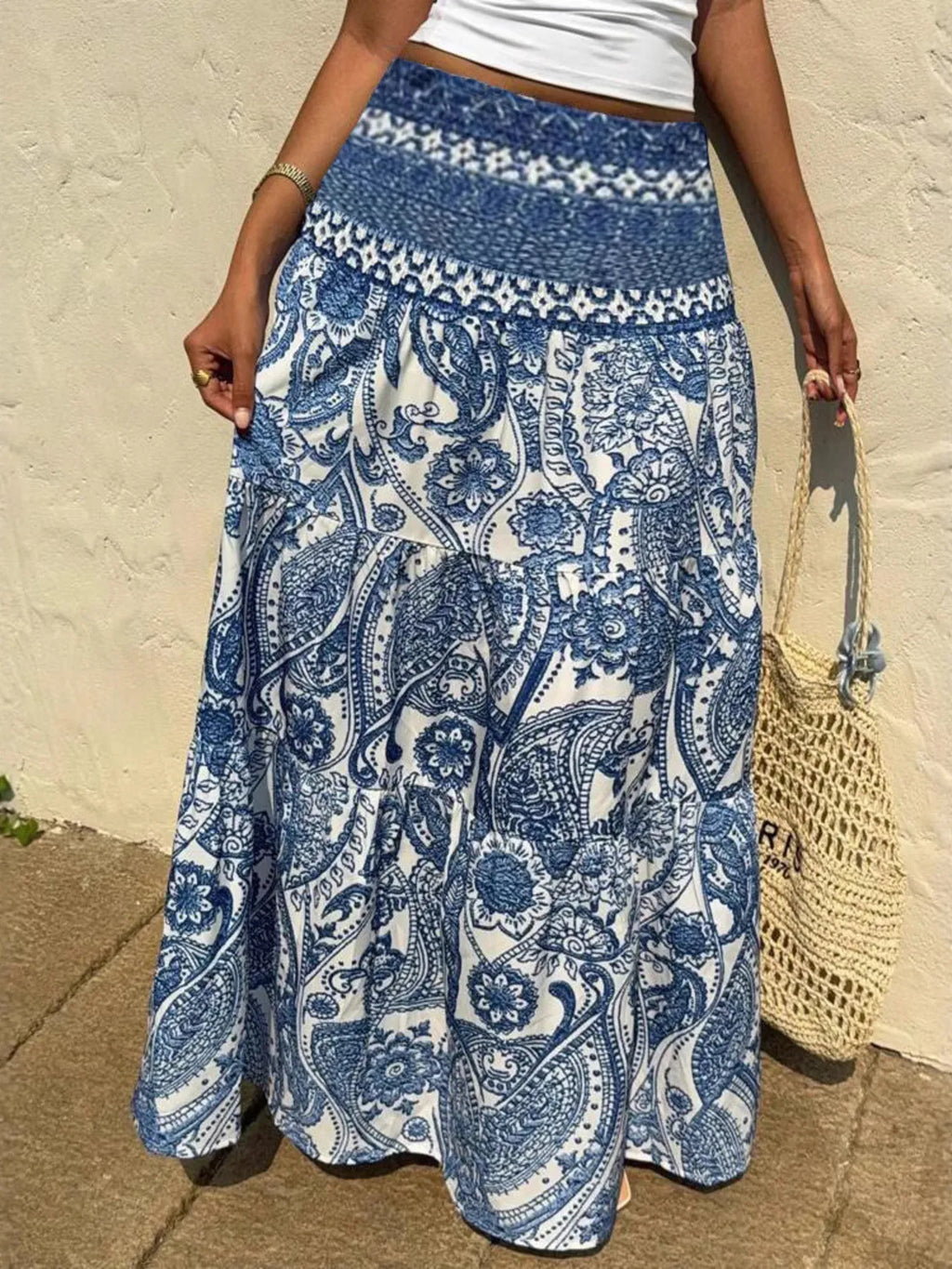 Printed Tiered Maxi Skirt