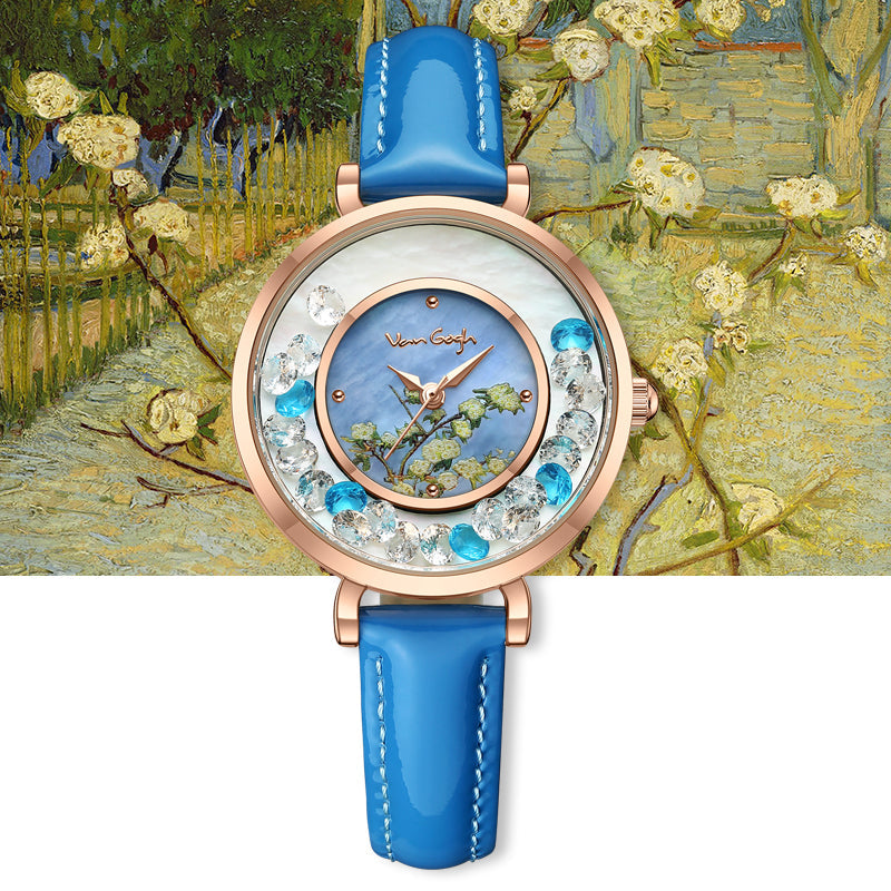 VAN GOGH Geneva Series Small Seconds Hand Leather Strap Quartz Wrist Women's Watch