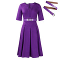 Elegant A-Line Belted Dress Classic Professional Midi Dress