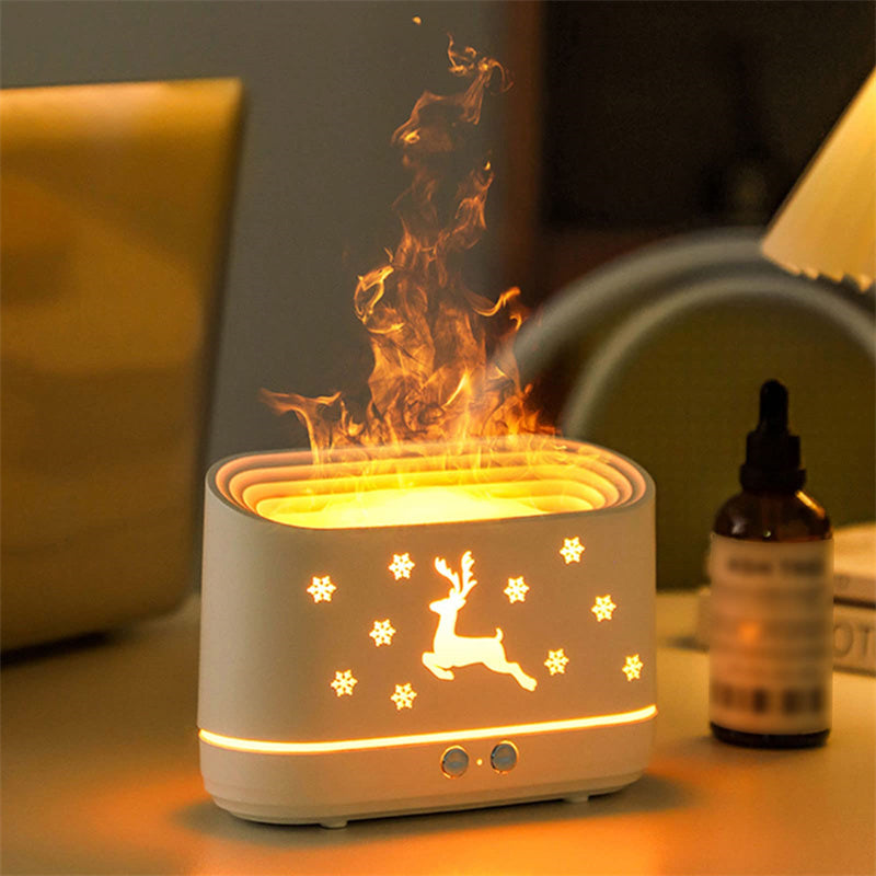 Elk Flame Humidifier & Essential Oil Diffuser with LED Atmosphere Lamp