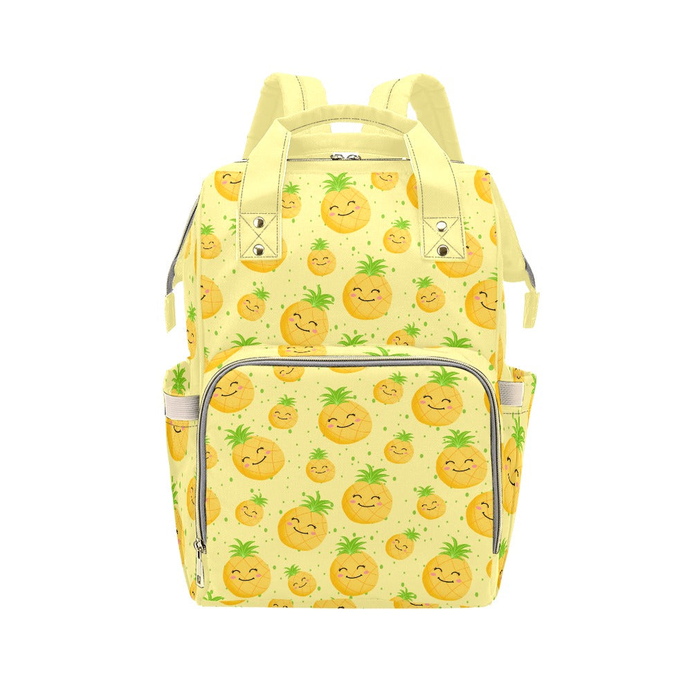 Yellow Smiling Pineapple Multi-Function Waterproof Nylon Backpack