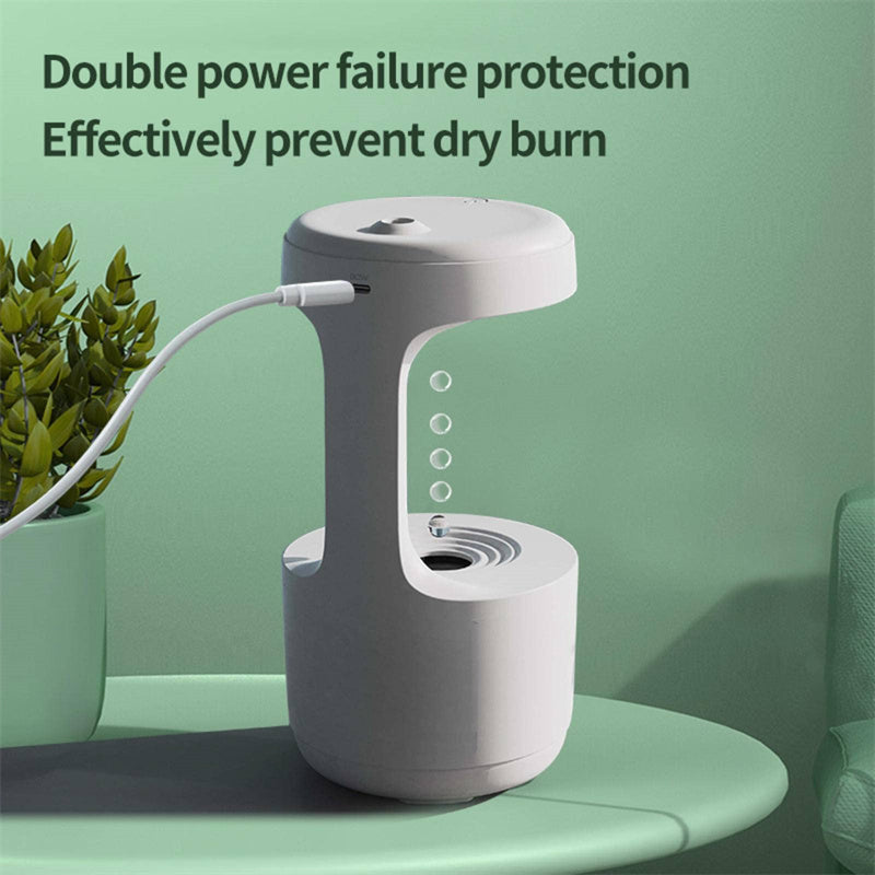 Anti-Gravity Water Drop Humidifier with LED Clock & Aroma Diffuser