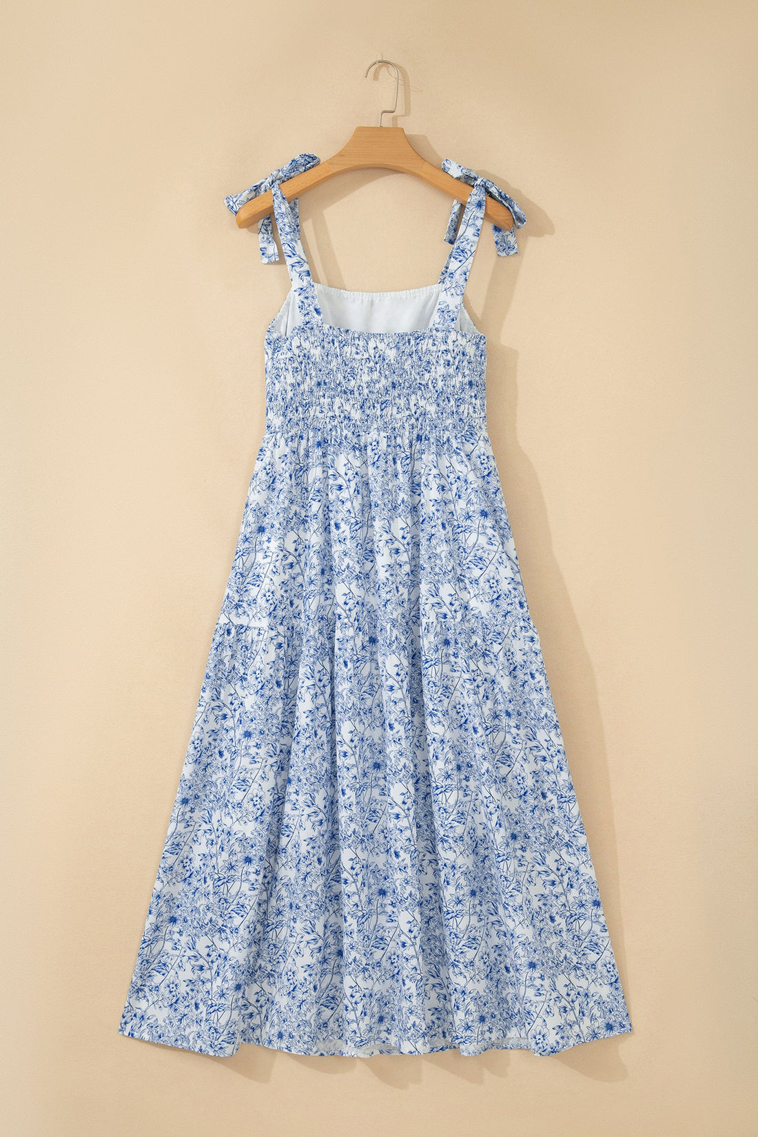 Floral Tie Strap Flared Maxi Dress with Adjustable Square Neckline