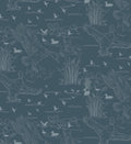 Wallace Patterned Removable Wallpaper in Blue, Olive-Green, White