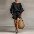 Women’s Black Relaxed Fit T-Shirt and Shorts Matching Set - Image 5
