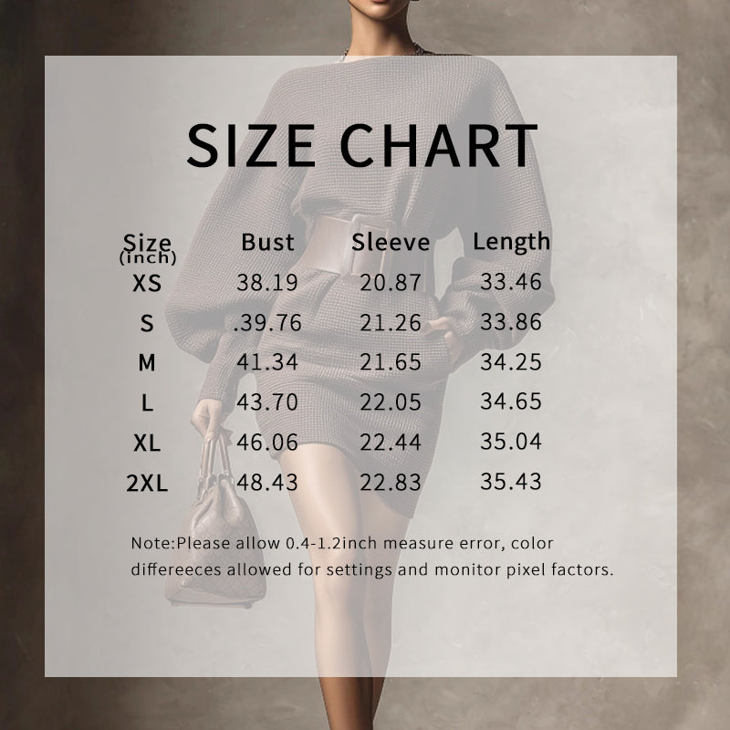 Women’s Brown Waffle Knit Long Sleeve Mini Dress with Belt