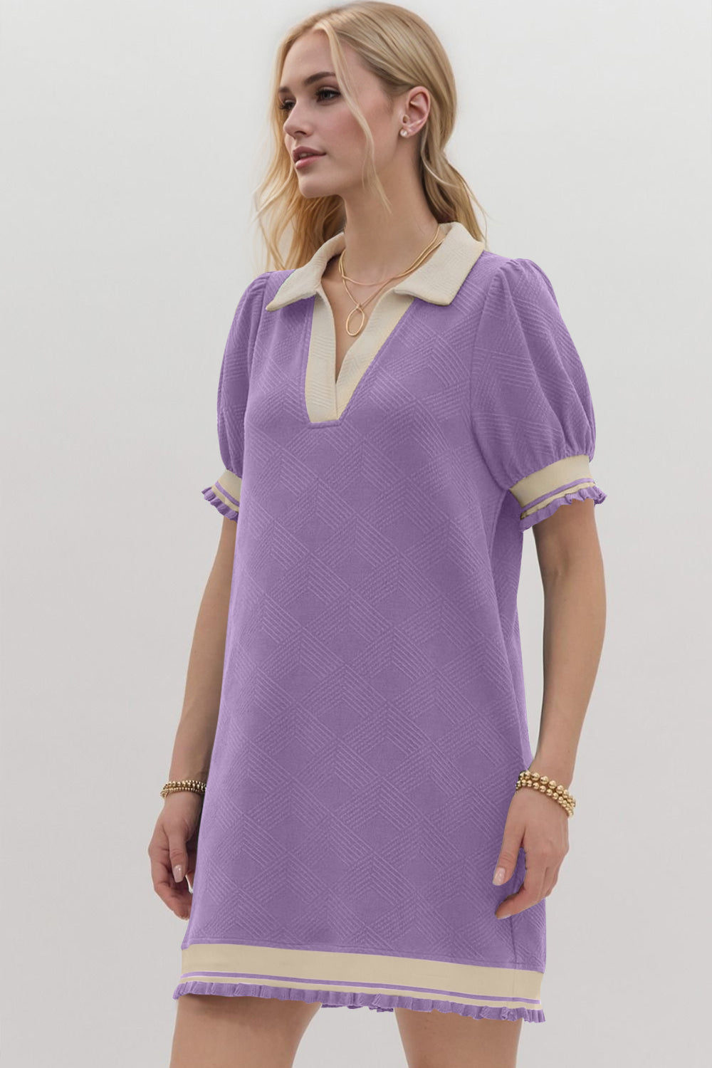 Contrast Short Sleeve Mini Dress for Women