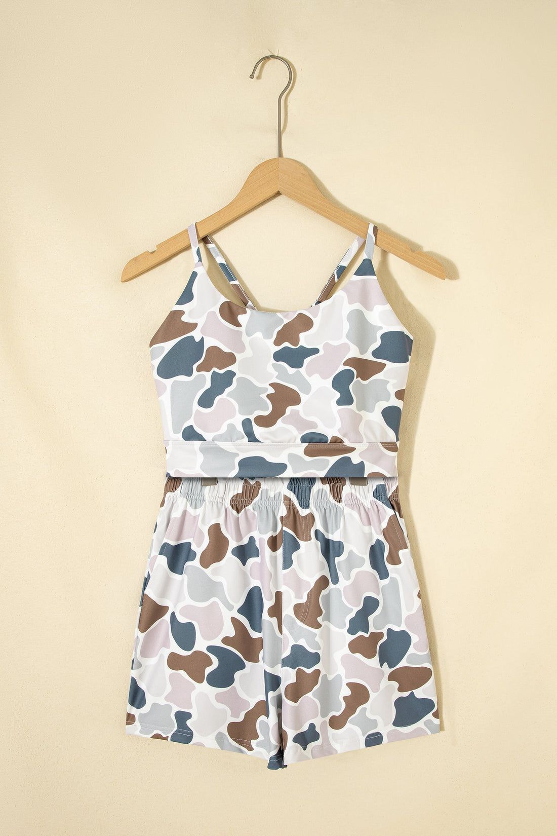 Camo Cropped Tank & Shorts Athleisure Set