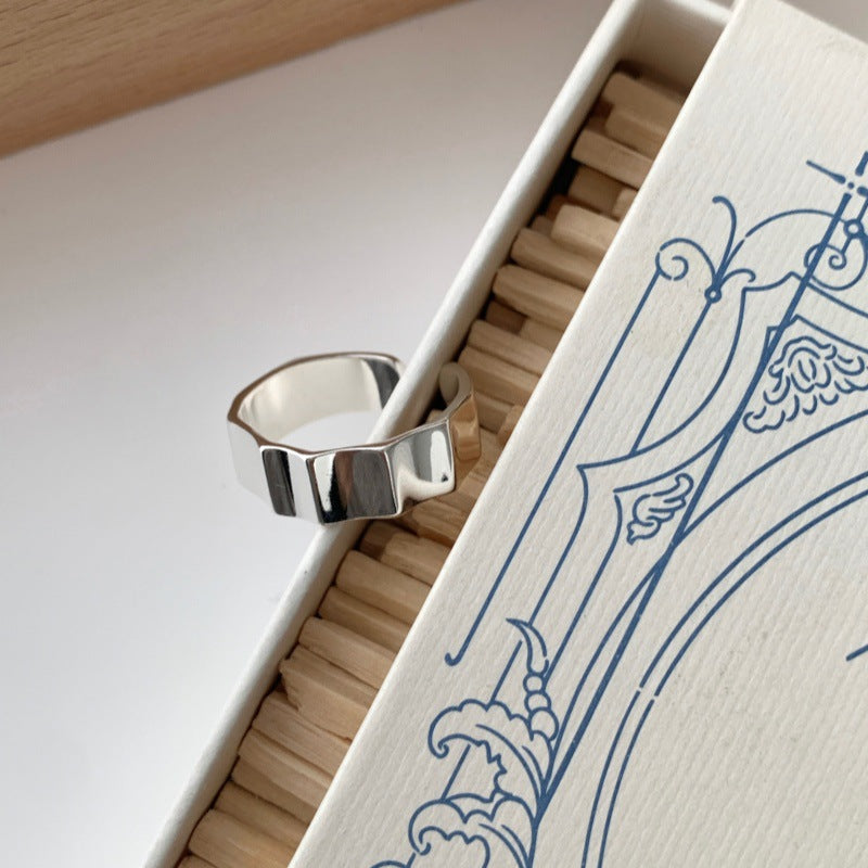 Korean Style Irregular Geometric Ring For Women, INS Trend, New Niche Design, Fashion Personality Index Finger Plain Band