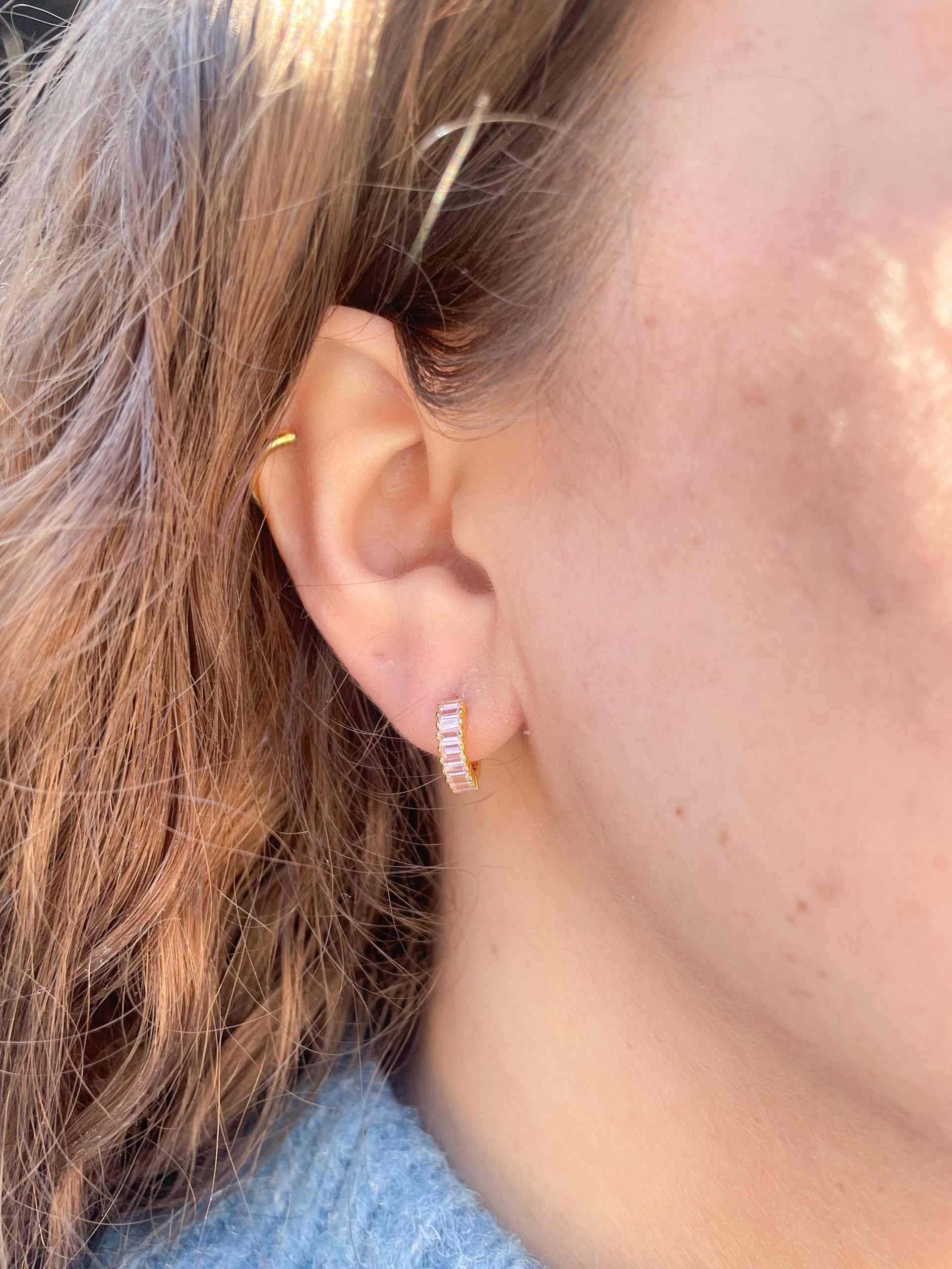 Pink Champagne Huggie Earrings