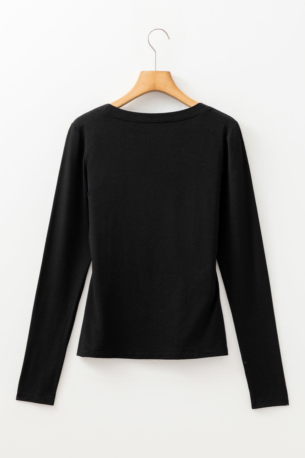 Solid Scoop Neck Long Sleeve Top