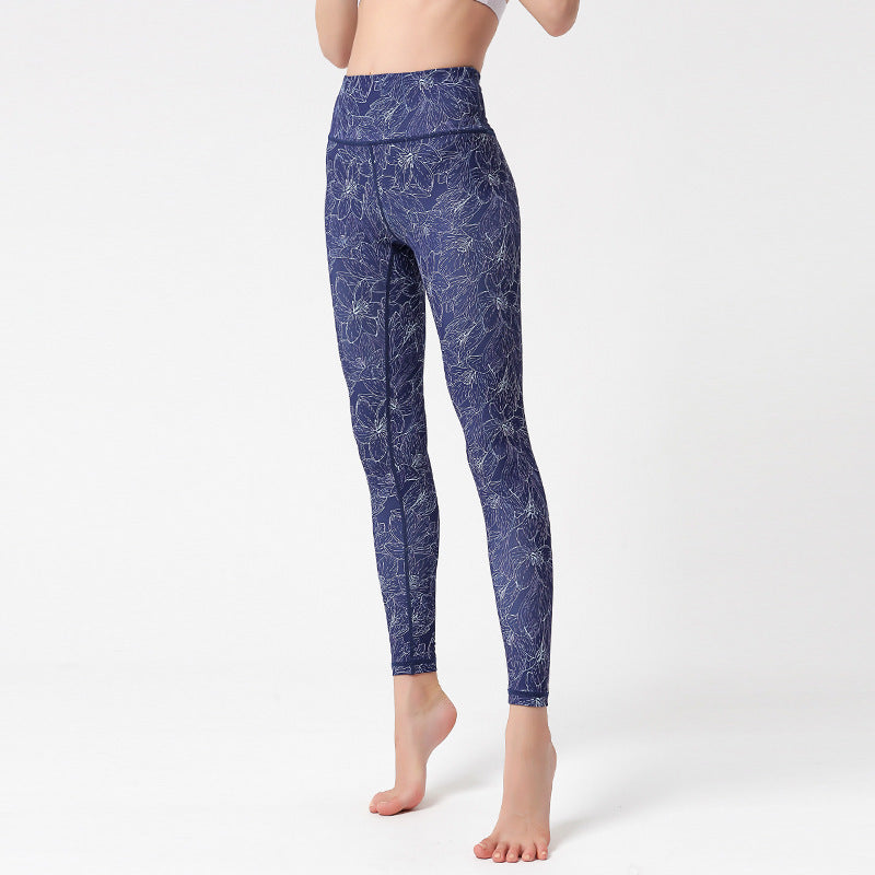 Marble Print High-Waist Yoga Leggings – Sculpted Fit Purple - styling view