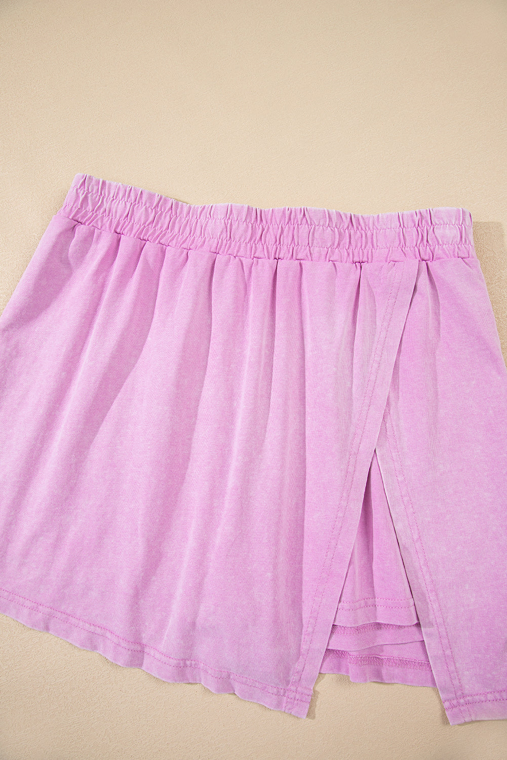 Solid Mineral Wash Cotton Tank Top and Lined Skort Set