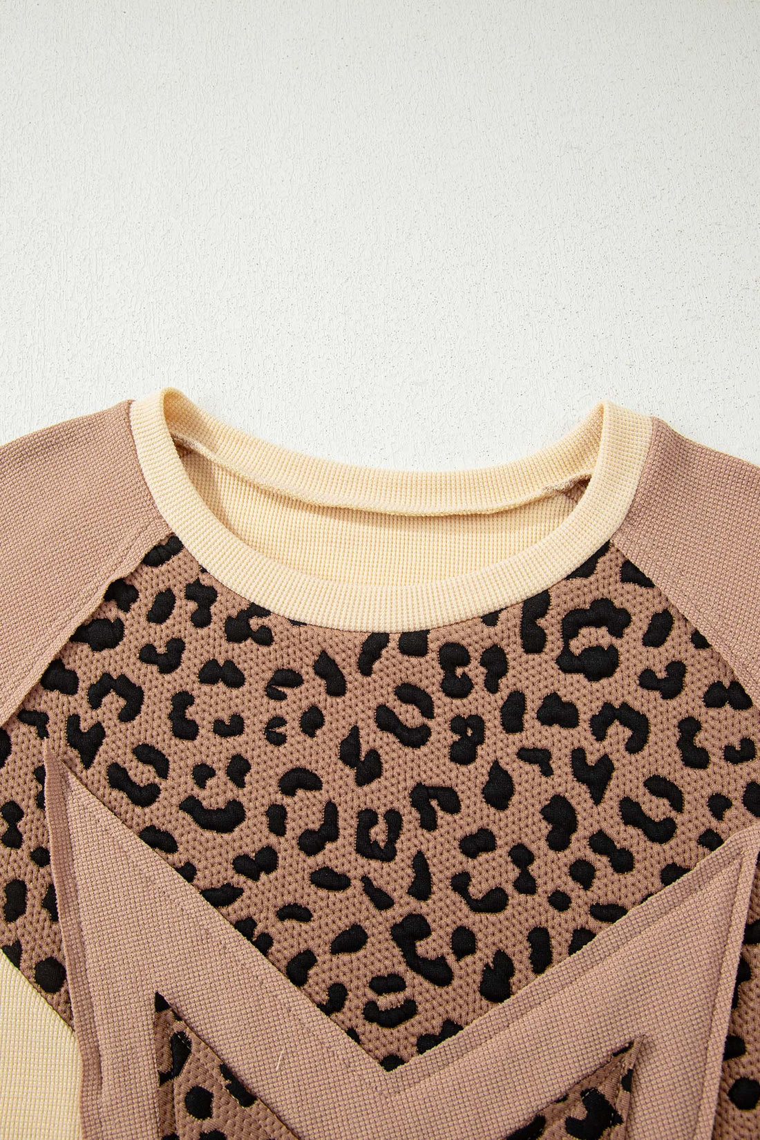 Leopard Star Colorblock Patchwork Textured Baggy Sweatshirt
